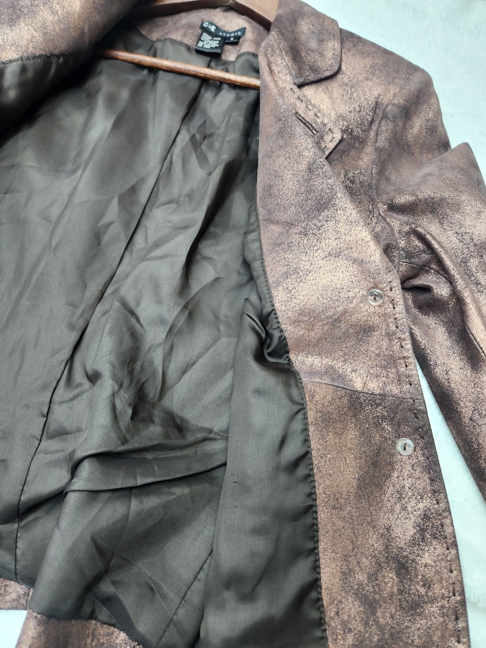 Vintage Metallic Bronze Textured Blazer Jacket - C9 by Champion Size 6 - Picture 6 of 12
